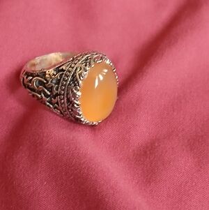 Vintage Sterling Silver Ring with Orange Agate Stone